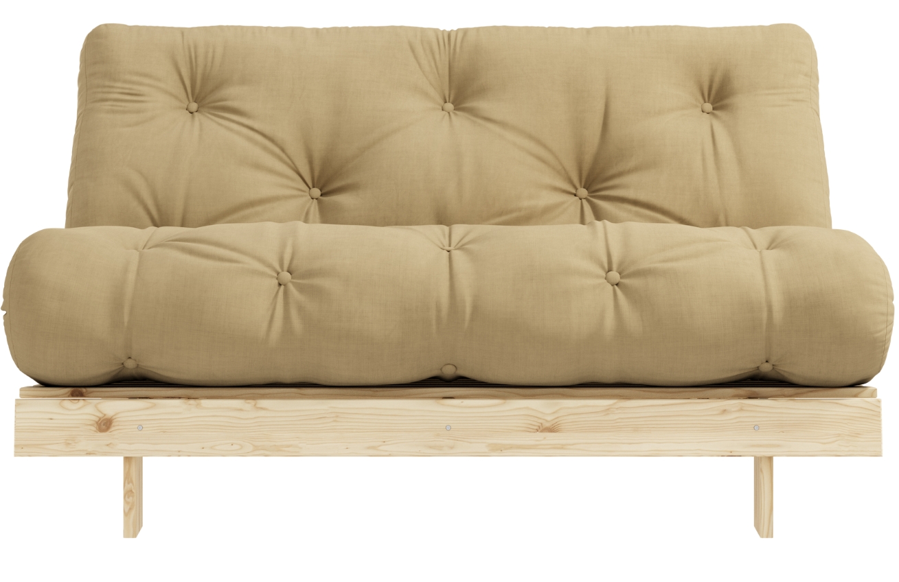 Tmavě béžová dvoumístná rozkládací pohovka Karup Design Roots 140 cm