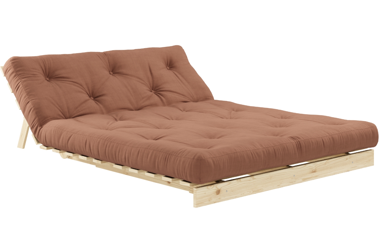 Hnědá dvoumístná rozkládací pohovka Karup Design Roots 140 cm