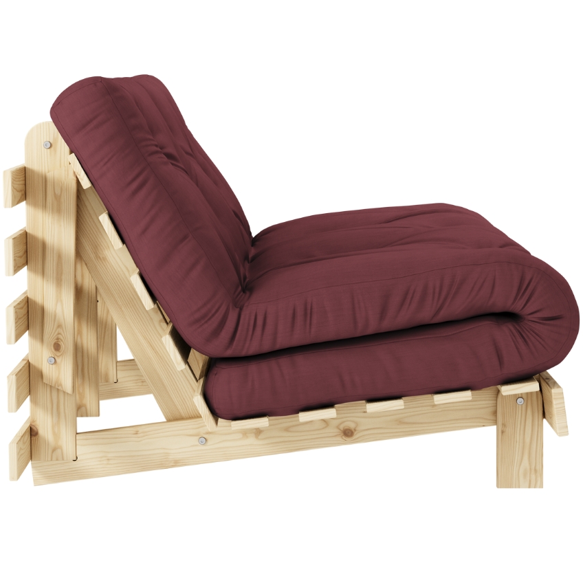 Bordově červená dvoumístná rozkládací pohovka Karup Design Roots 140 cm