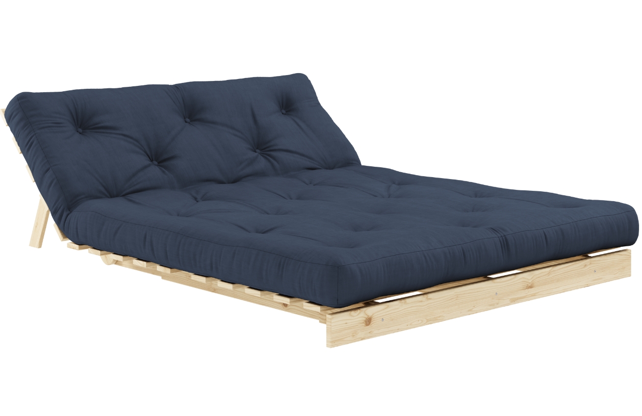 Tmavě modrá dvoumístná rozkládací pohovka Karup Design Roots 140 cm