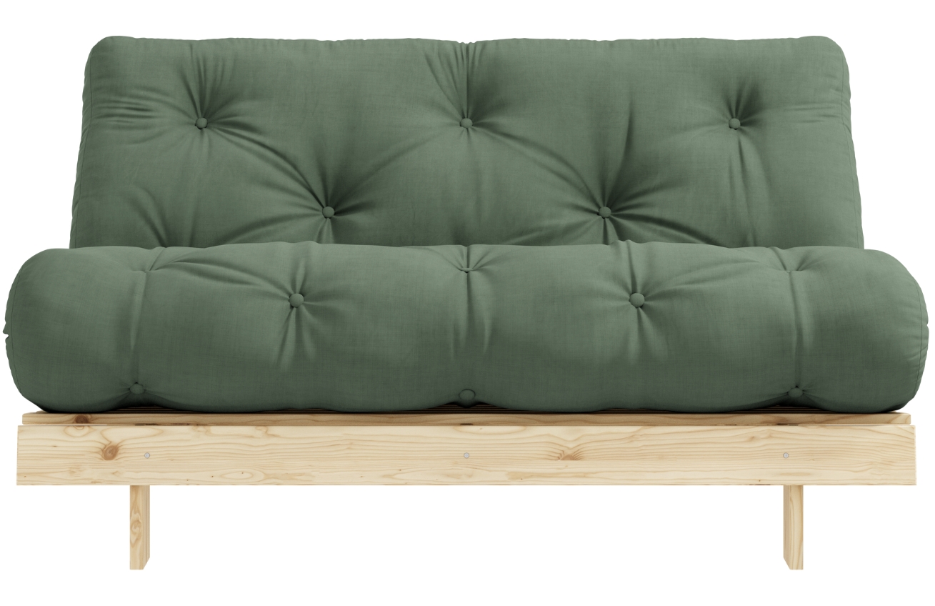 Zelená dvoumístná rozkládací pohovka Karup Design Roots 140 cm