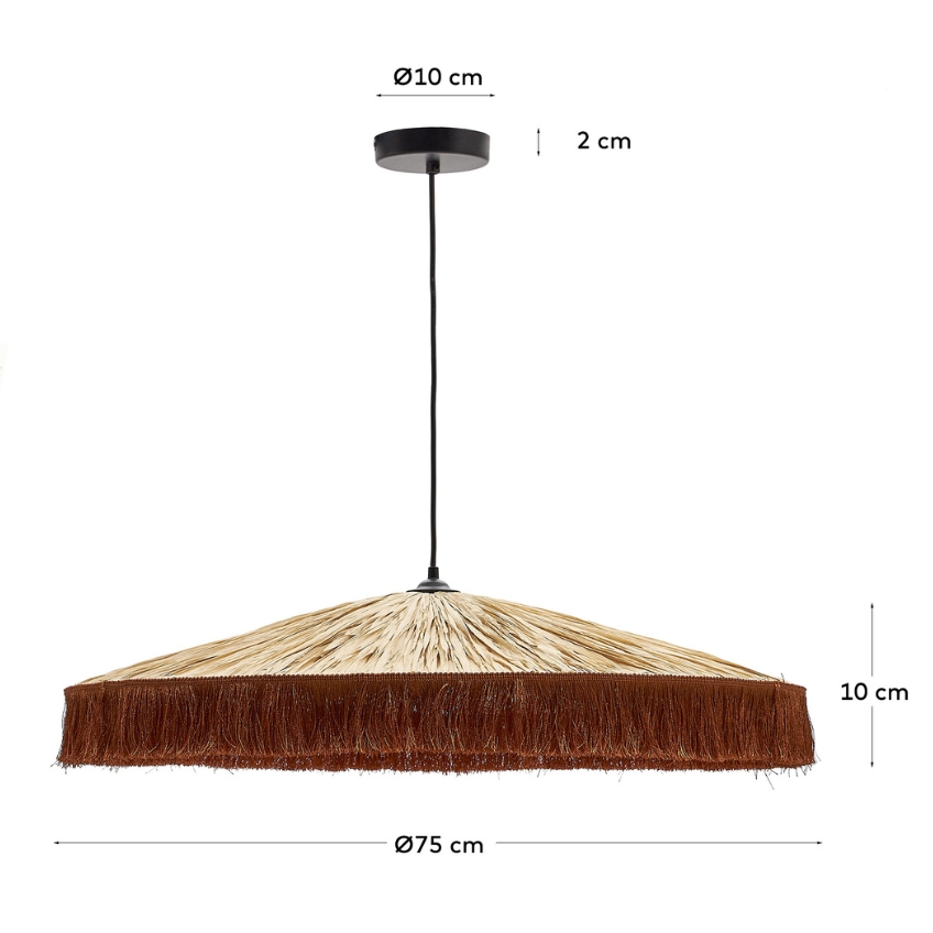 Ratanové závěsné světlo Kave Home Pollensa 75 cm s třásněmi