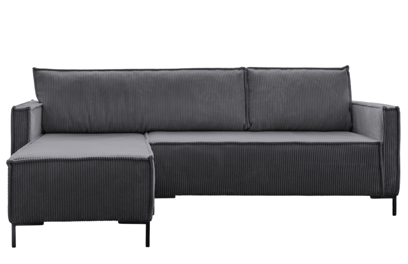 Šedá manšestrová rohová pohovka Miuform Lincoln 232 cm, levá/pravá