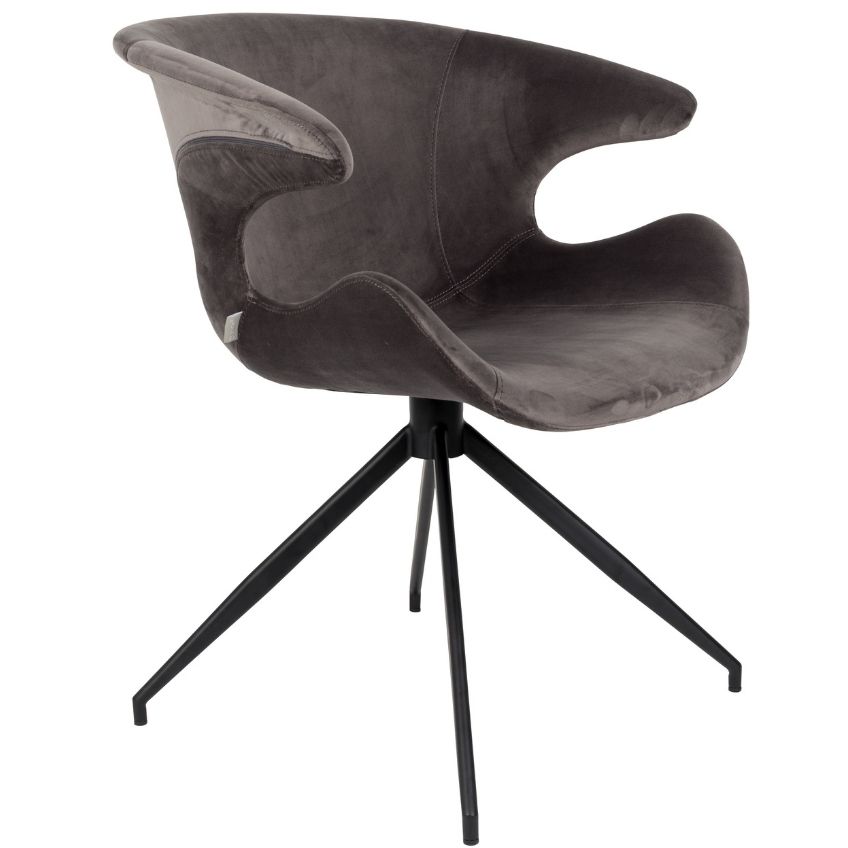 &Scaron;ed&aacute; sametov&aacute; j&iacute;deln&iacute; židle ZUIVER MIA