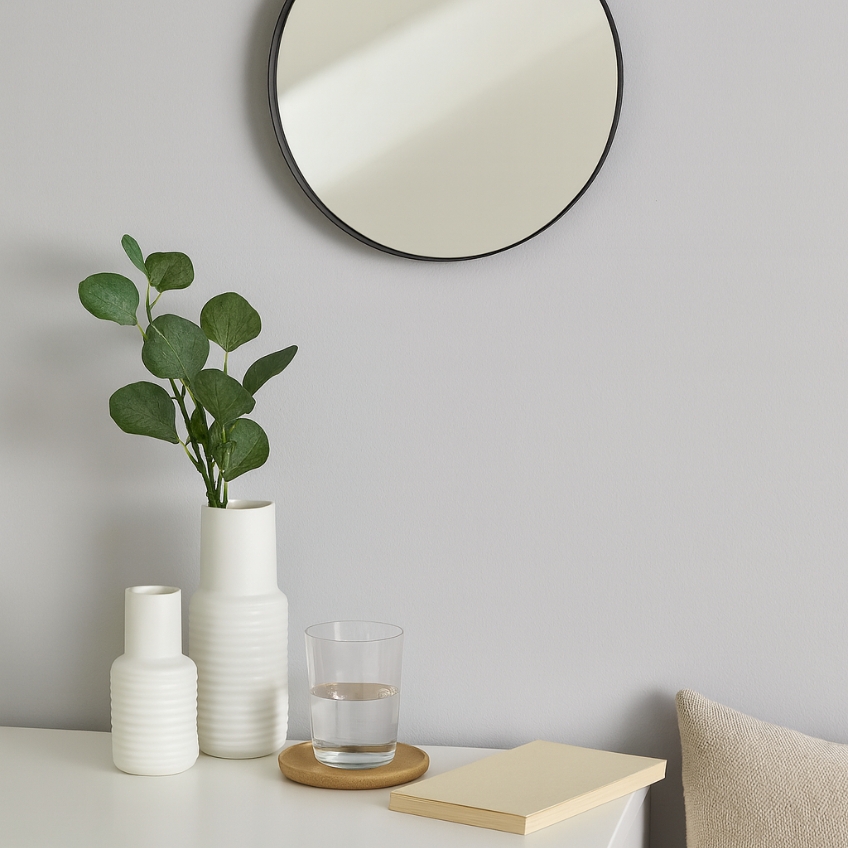 Černé kovové závěsné zrcadlo J-line Codra 40 cm