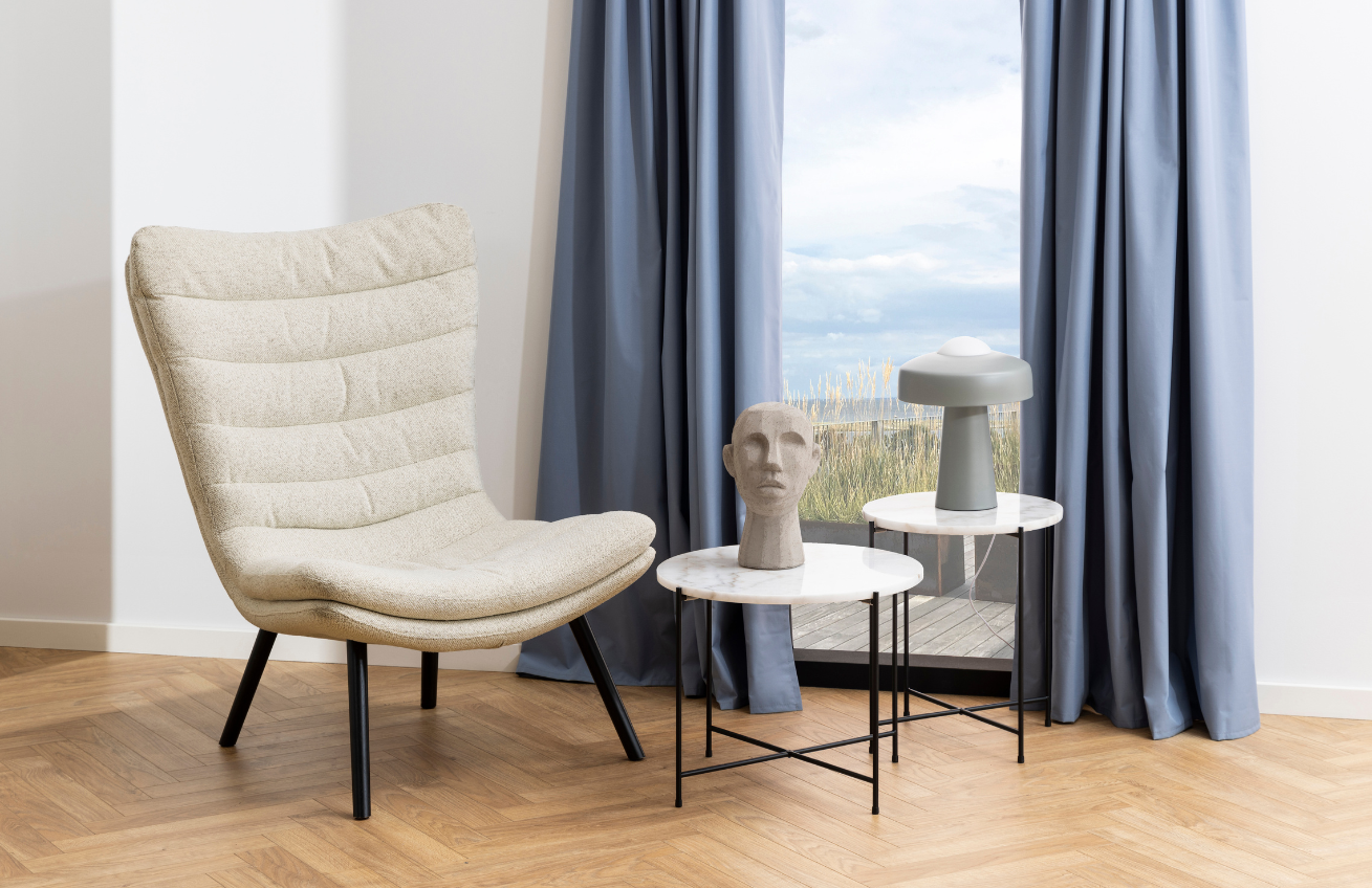 Scandi Bílý mramorový odkládací stolek Avila 42 cm