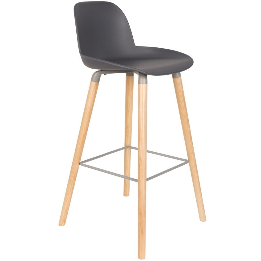 Tmavě &scaron;ed&aacute; plastov&aacute; barov&aacute; židle ZUIVER ALBERT KUIP 75 cm