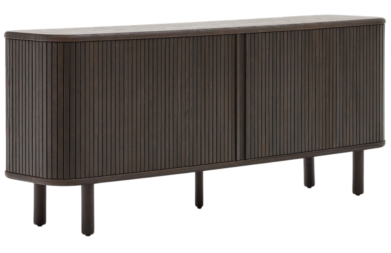 Tmavě hněd&aacute; dřevěn&aacute; komoda Kave Home Mailen 180 x 40 cm