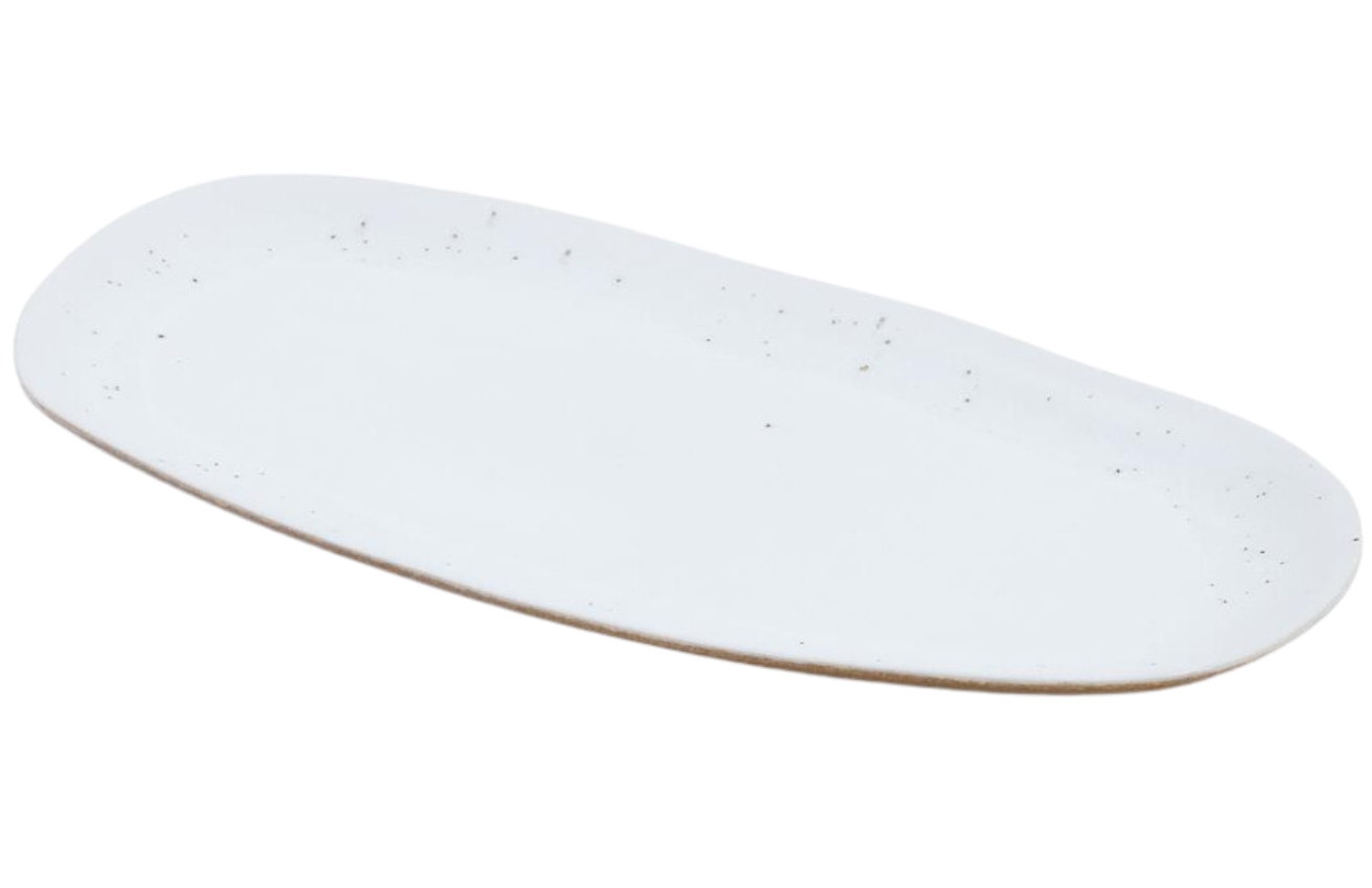 Bílý keramický servírovací talíř Kave Home Publia 35,5 x 17,5 cm