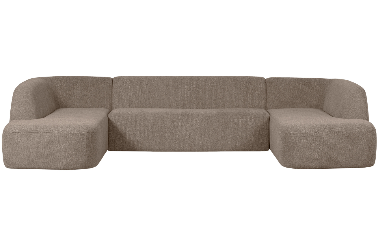 WOOOD Hněd&aacute; čalouněn&aacute; rohov&aacute; pohovka do "U" Amir 339 cm