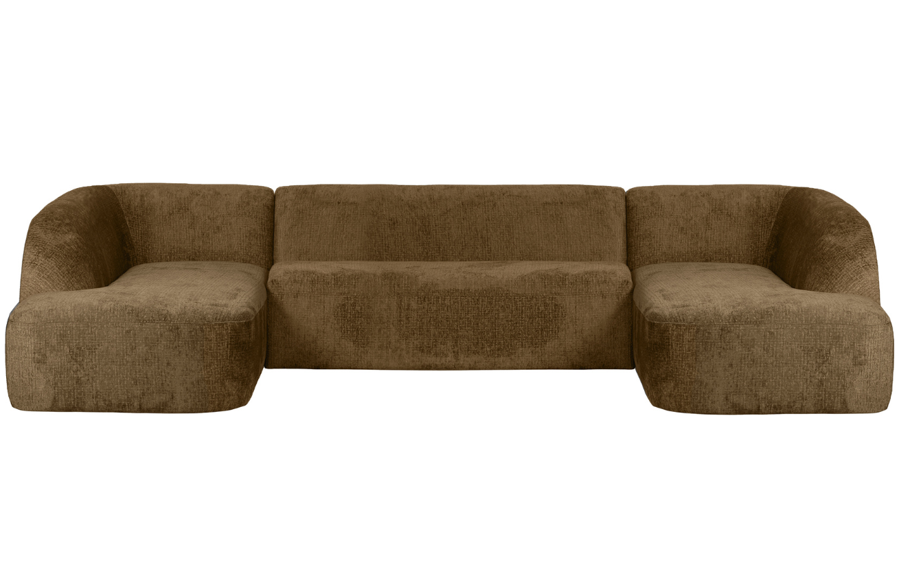 WOOOD Tmavě hněd&aacute; čalouněn&aacute; rohov&aacute; pohovka do "U" Amir 339 cm