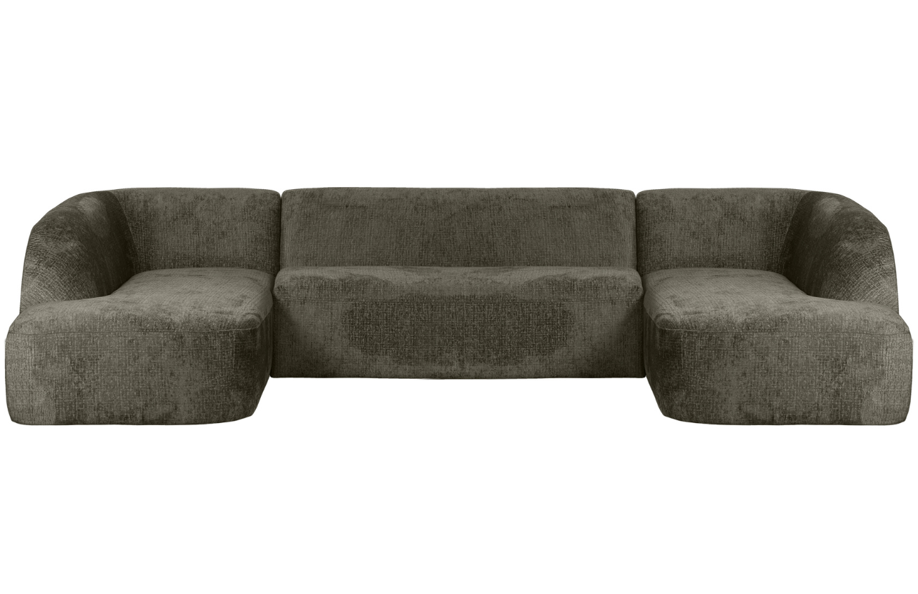 WOOOD Světle čern&aacute; čalouněn&aacute; rohov&aacute; pohovka do "U" Amir 339 cm