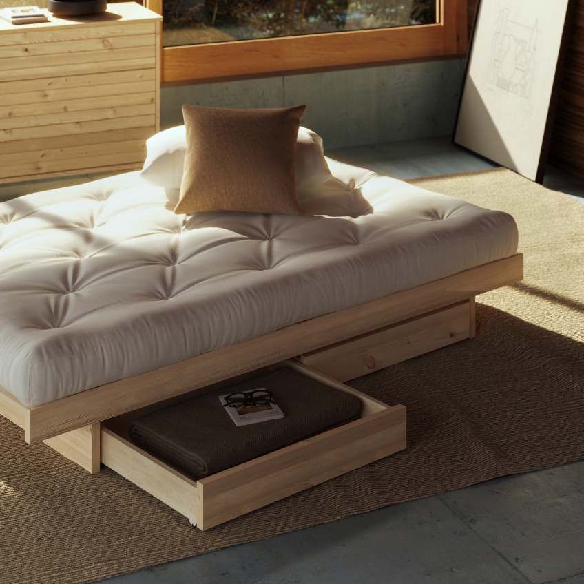 Dřevěná dvoulůžková postel Karup Design Kanso 160 x 200 cm s úložným prostorem