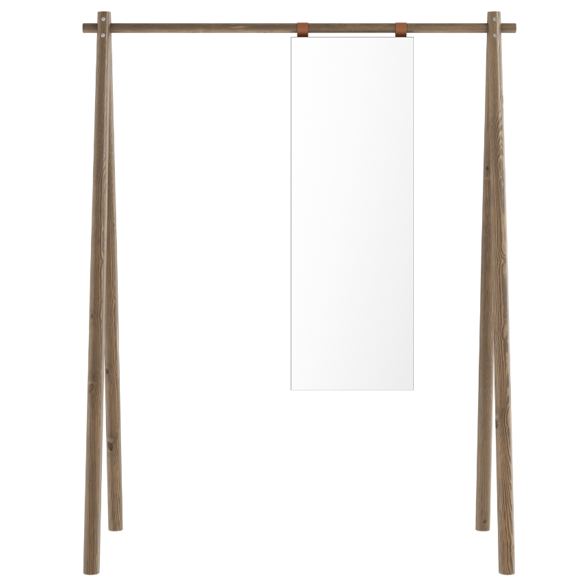 Hnědý dřevěný věšák Karup Design Hongi se zrcadlem 177 x 150 cm