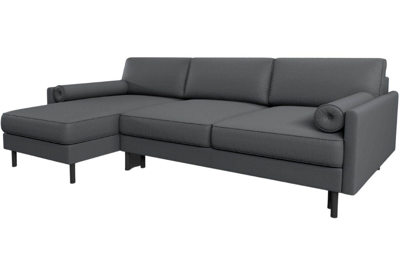 Micadoni Tmavě šedá čalouněná rohová rozkládací pohovka MIDACONI Scott 212 cm, levá