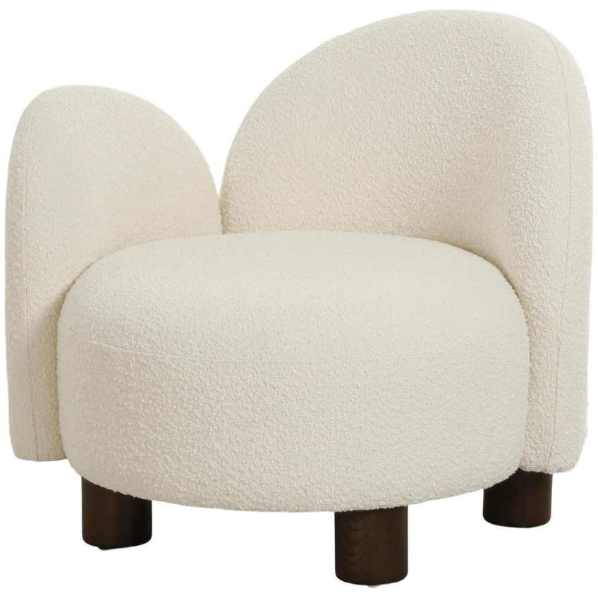Nordic Living Krémově bílé bouclé lounge křeslo Tahiti, pravé