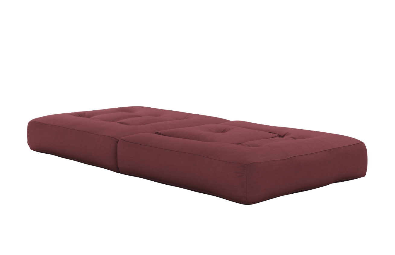 Bordově červené rozkládací křeslo Karup Design Cube s podnožkou