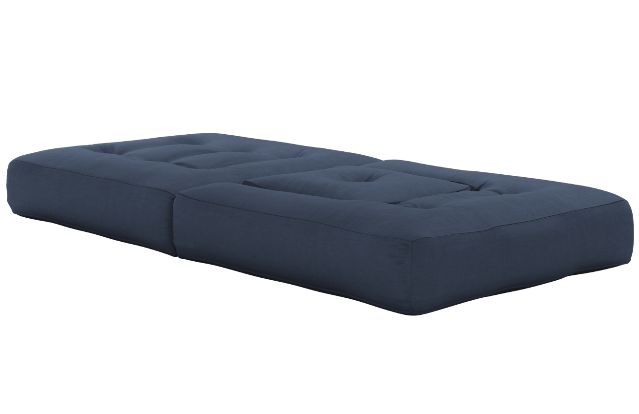 Tmavě modré rozkládací křeslo Karup Design Cube s podnožkou