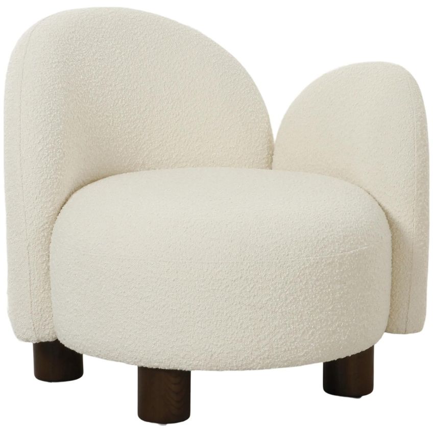 Nordic Living Krémově bílé bouclé lounge křeslo Tahiti, levé