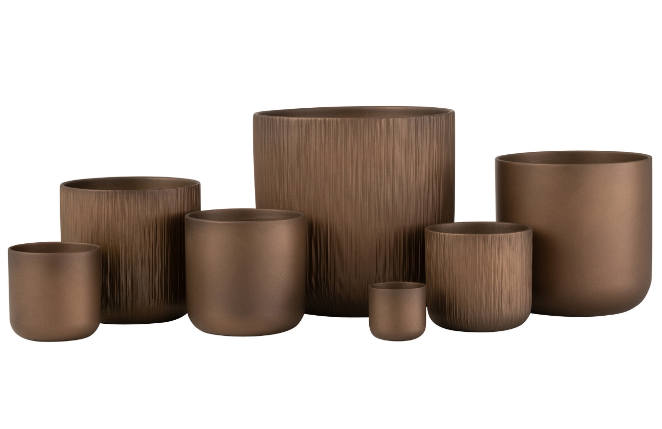 Set dvou měděných keramických květináčů J-line Gerda Ø 26,5 cm