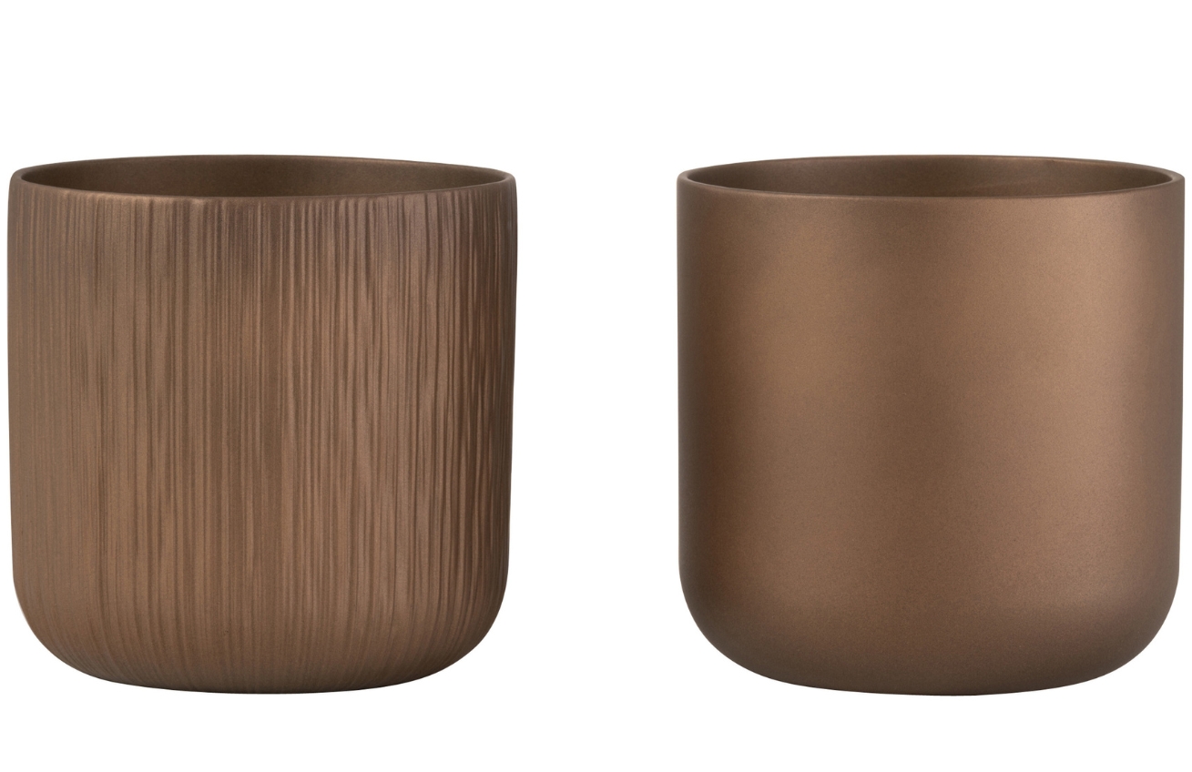 Set dvou měděných keramických květináčů J-line Gerda Ø 26,5 cm