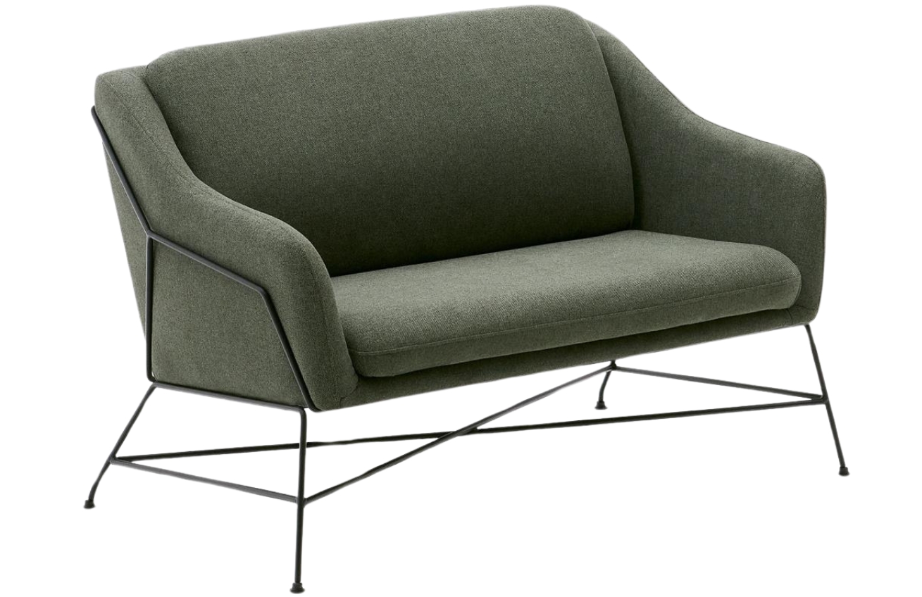 Zelen&aacute; čalouněn&aacute; dvoum&iacute;stn&aacute; pohovka Kave Home Brida 128 cm