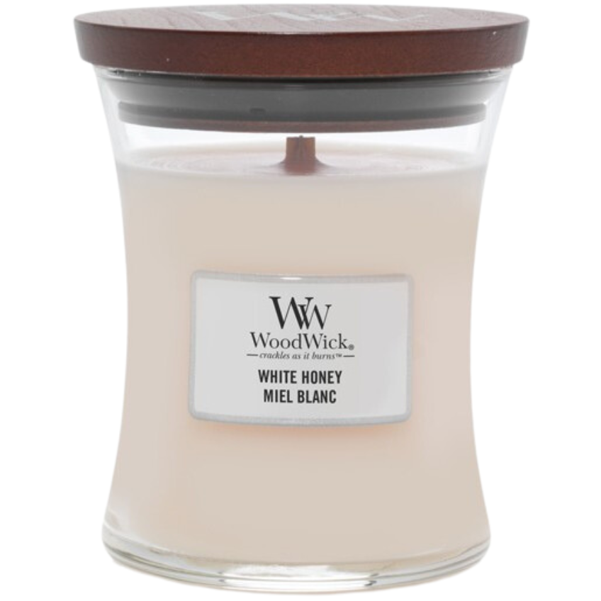 WoodWick Střední vonná svíčka WoodWick, White Honey