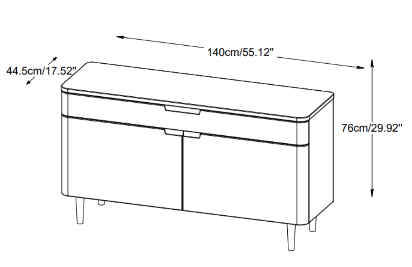 Bílá lakovaná komoda Unique Furniture Amalfi 140 x 44 cm