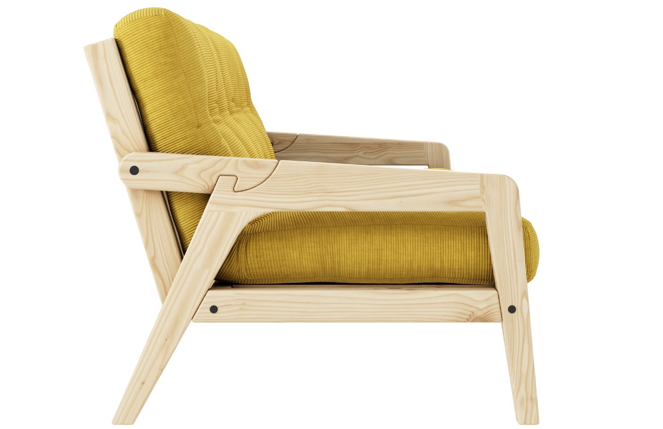 Žlutá manšestrová trojmístná rozkládací pohovka Karup Design Grab 204 cm