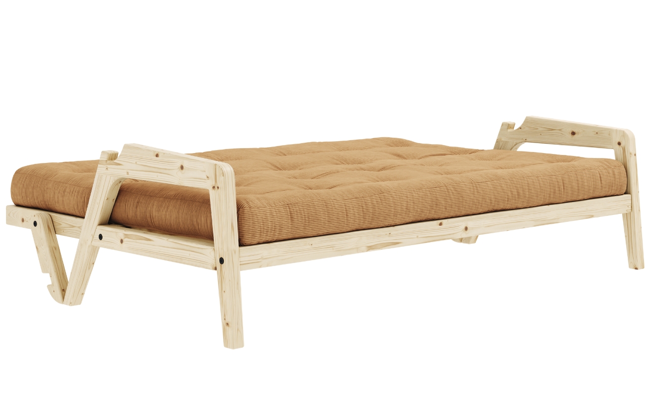 Hnědá manšestrová trojmístná rozkládací pohovka Karup Design Grab 204 cm