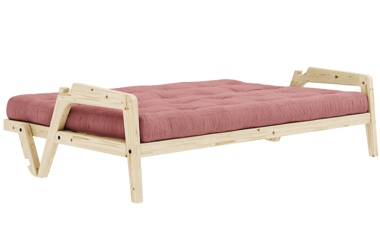 Růžová manšestrová trojmístná rozkládací pohovka Karup Design Grab 204 cm