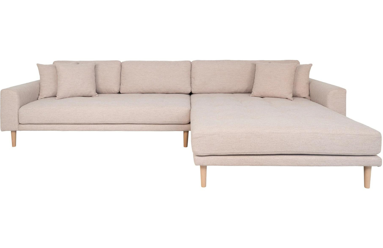 Nordic Living Béžová čalouněná rohová pohovka Limo 290 cm, pravá