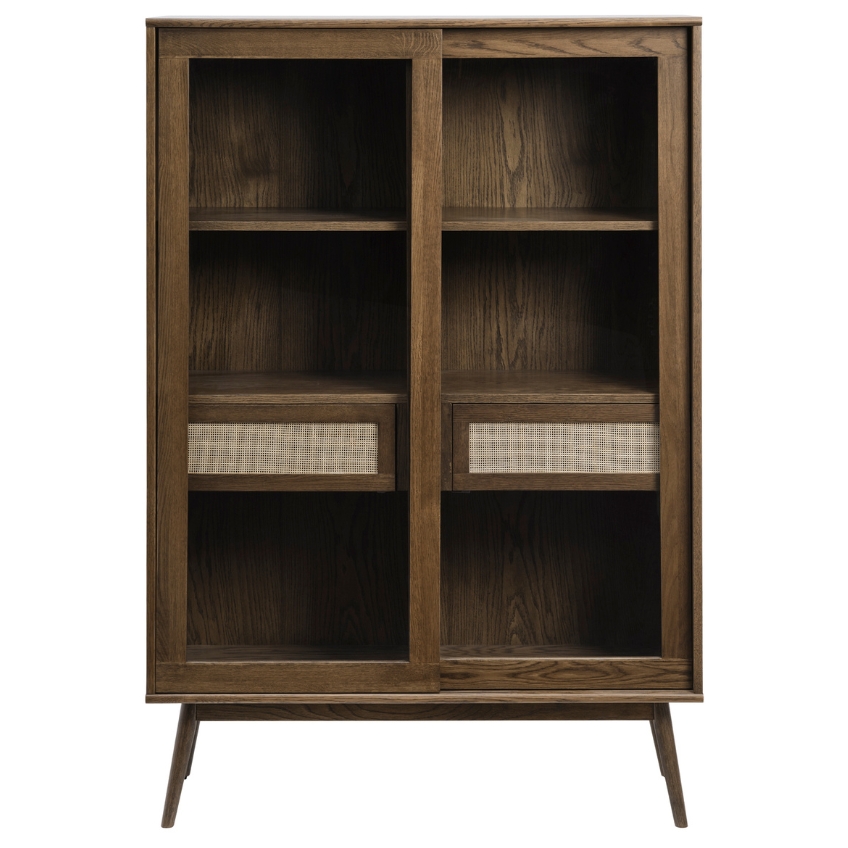 Tmavě hnědá dubová vitrína Unique Furniture Barrali 160 x 110 cm