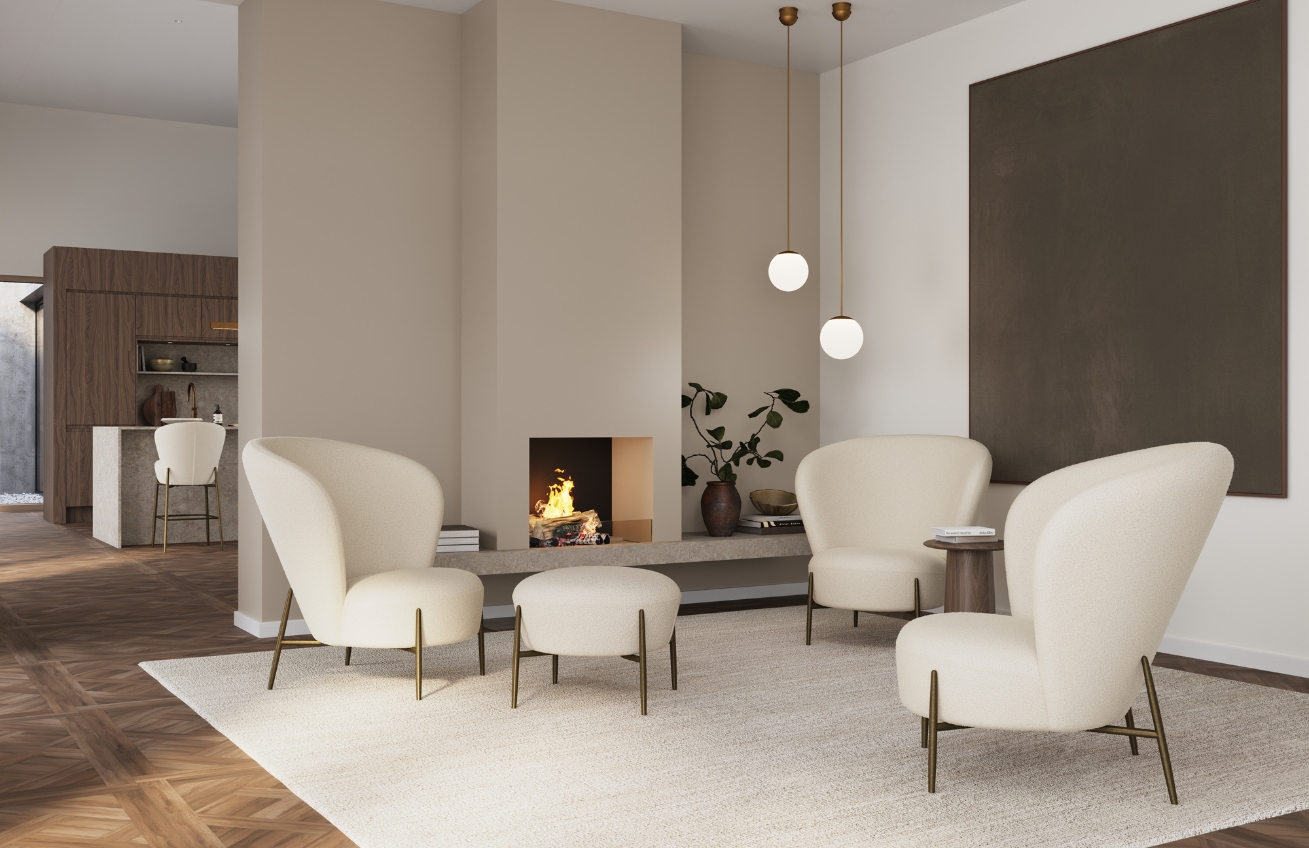 ​​​​​Dan-Form Světle šedá bouclé podnožka DAN-FORM Orbit 55 cm