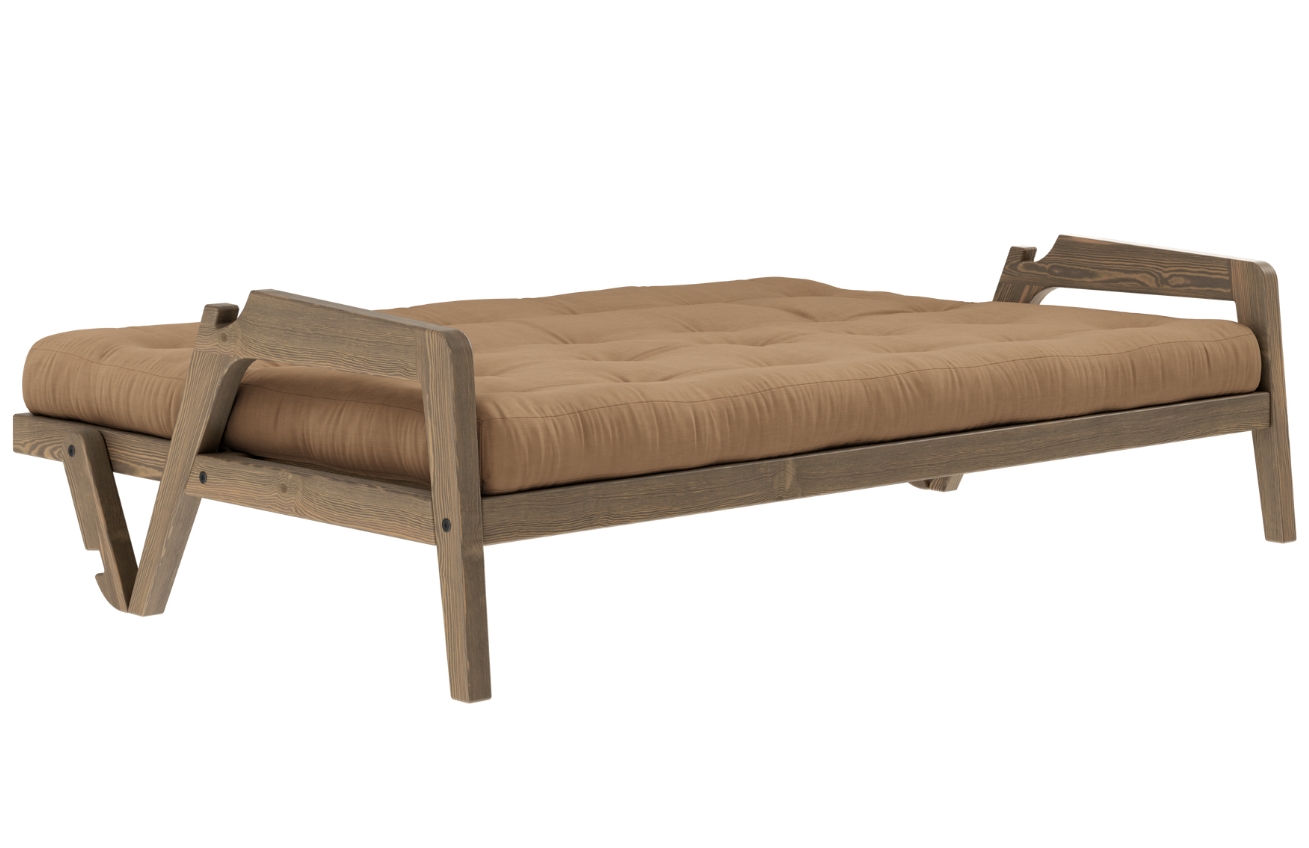 Světle hnědá trojmístná rozkládací pohovka Karup Design Grab 204 cm s hnědou konstrukcí
