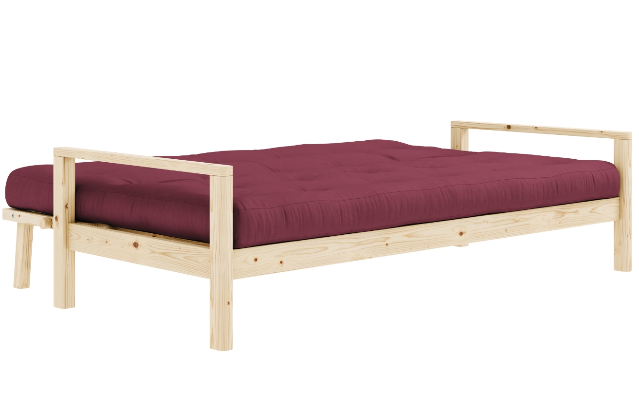 Bordově červená trojmístná rozkládací pohovka Karup Design Knob 205 cm