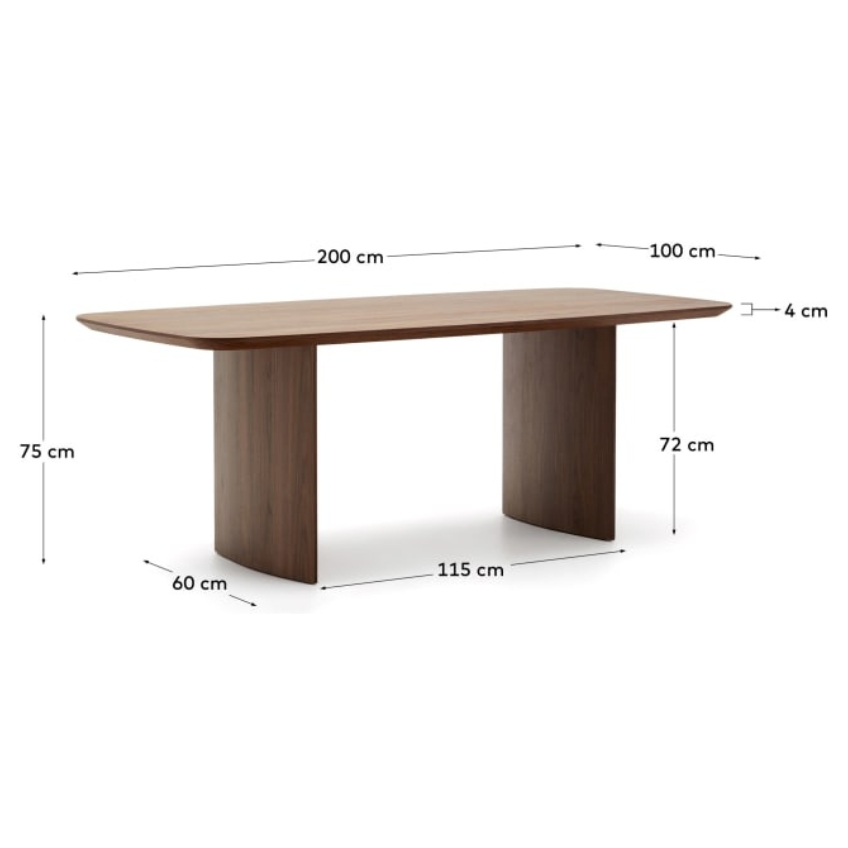 Ořechový jídelní stůl Kave Home Litto 200 x 100 cm