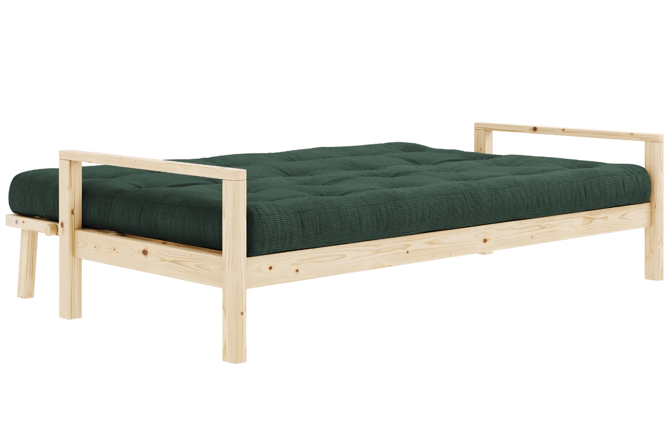 Tmavě zelená manšestrová trojmístná rozkládací pohovka Karup Design Knob 205 cm