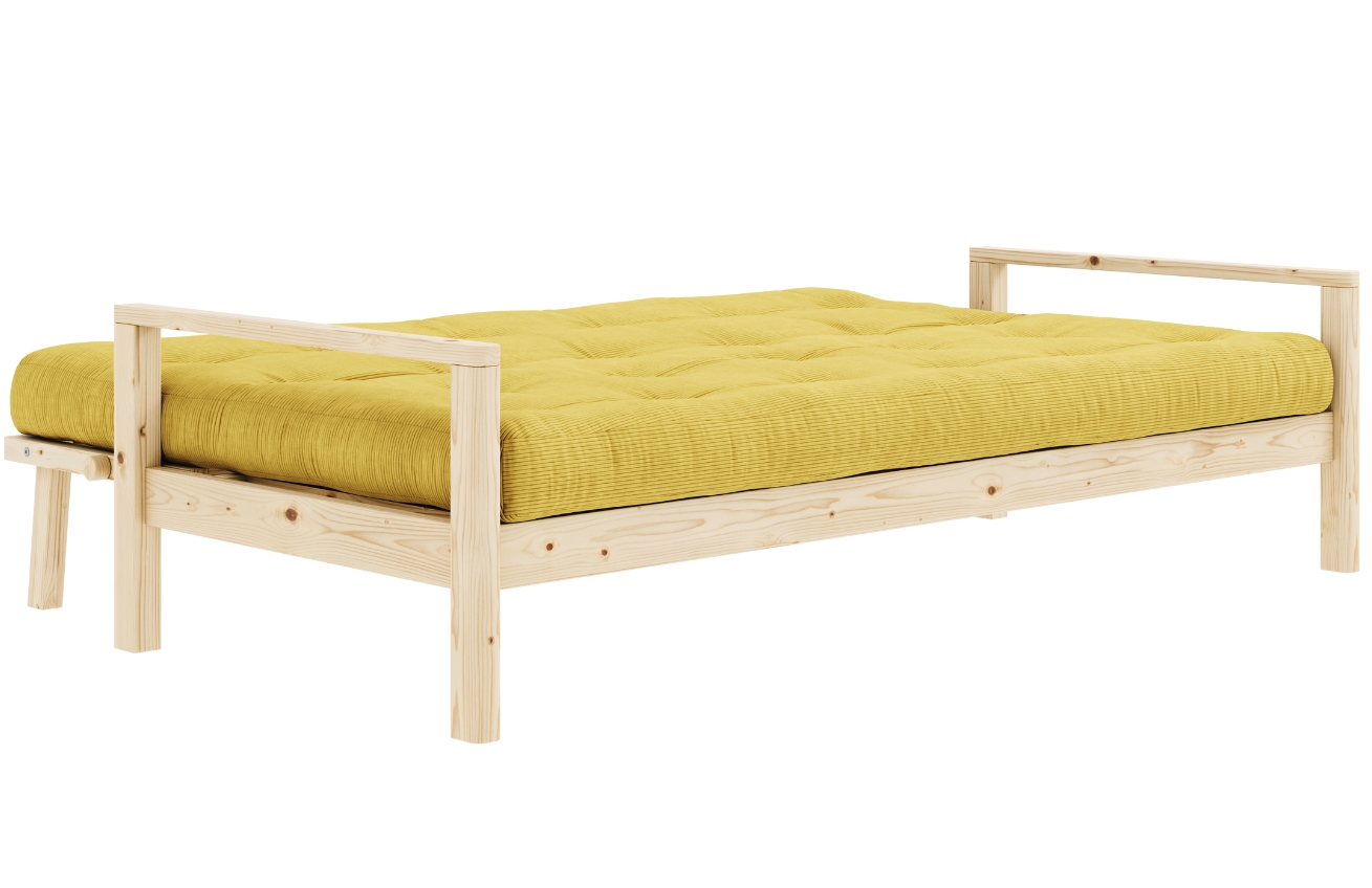 Žlutá manšestrová trojmístná rozkládací pohovka Karup Design Knob 205 cm