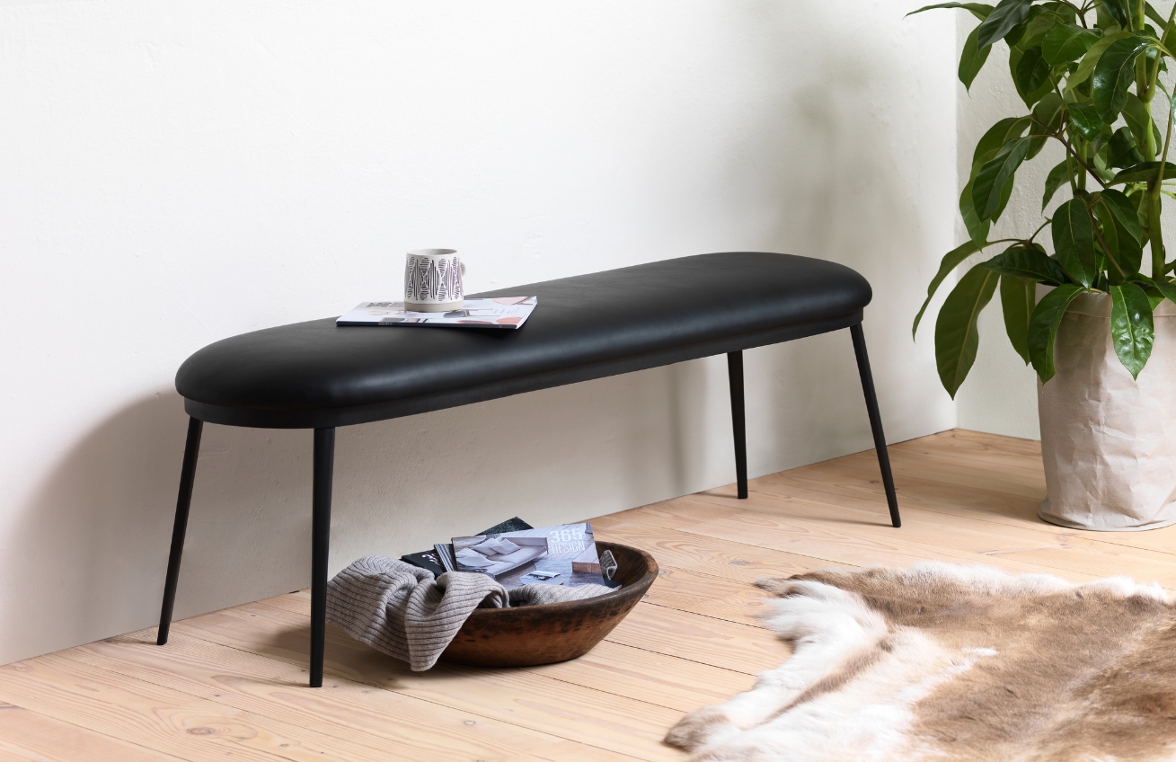 Šedá koženková lavice Unique Furniture Gain 140 cm
