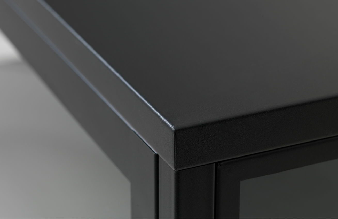 Černý kovový TV stolek Unique Furniture Carmel 132 x 40 cm
