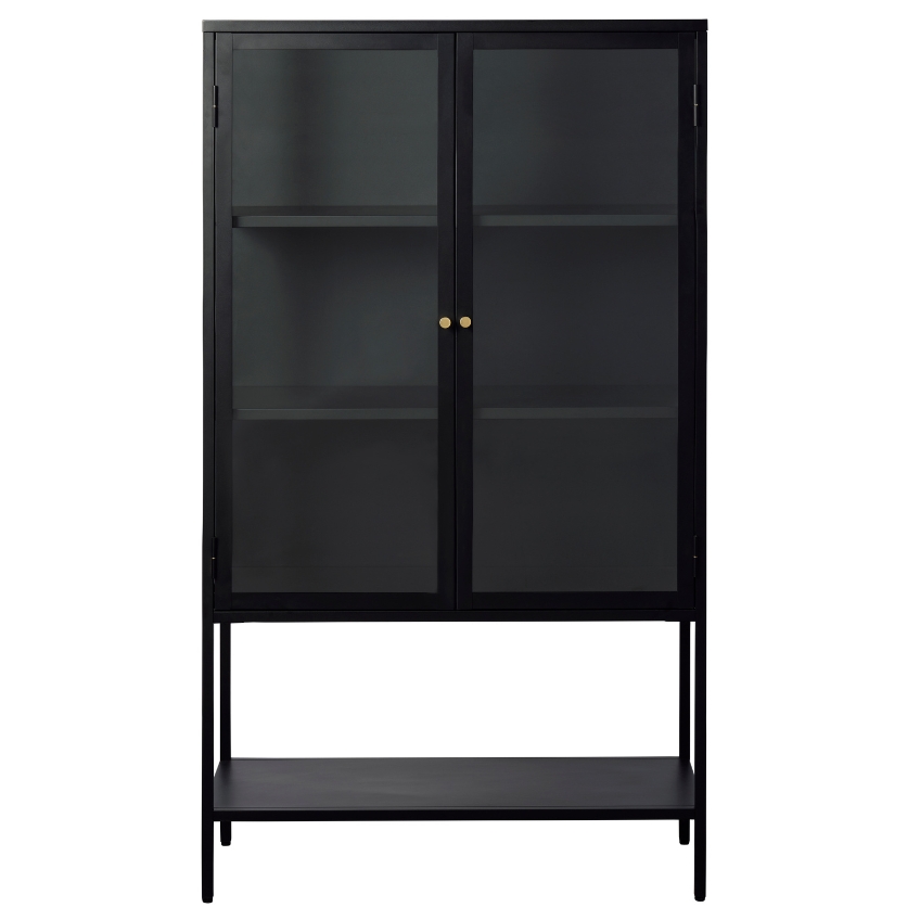 Černá kovová vitrína Unique Furniture Carmel 160 x 90 cm