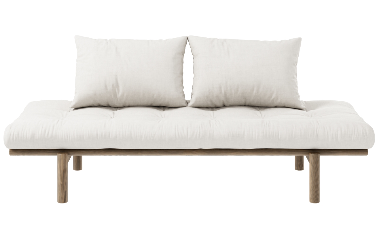 Bílá trojmístná pohovka Karup Design Pace 200 cm s hnědou konstrukcí