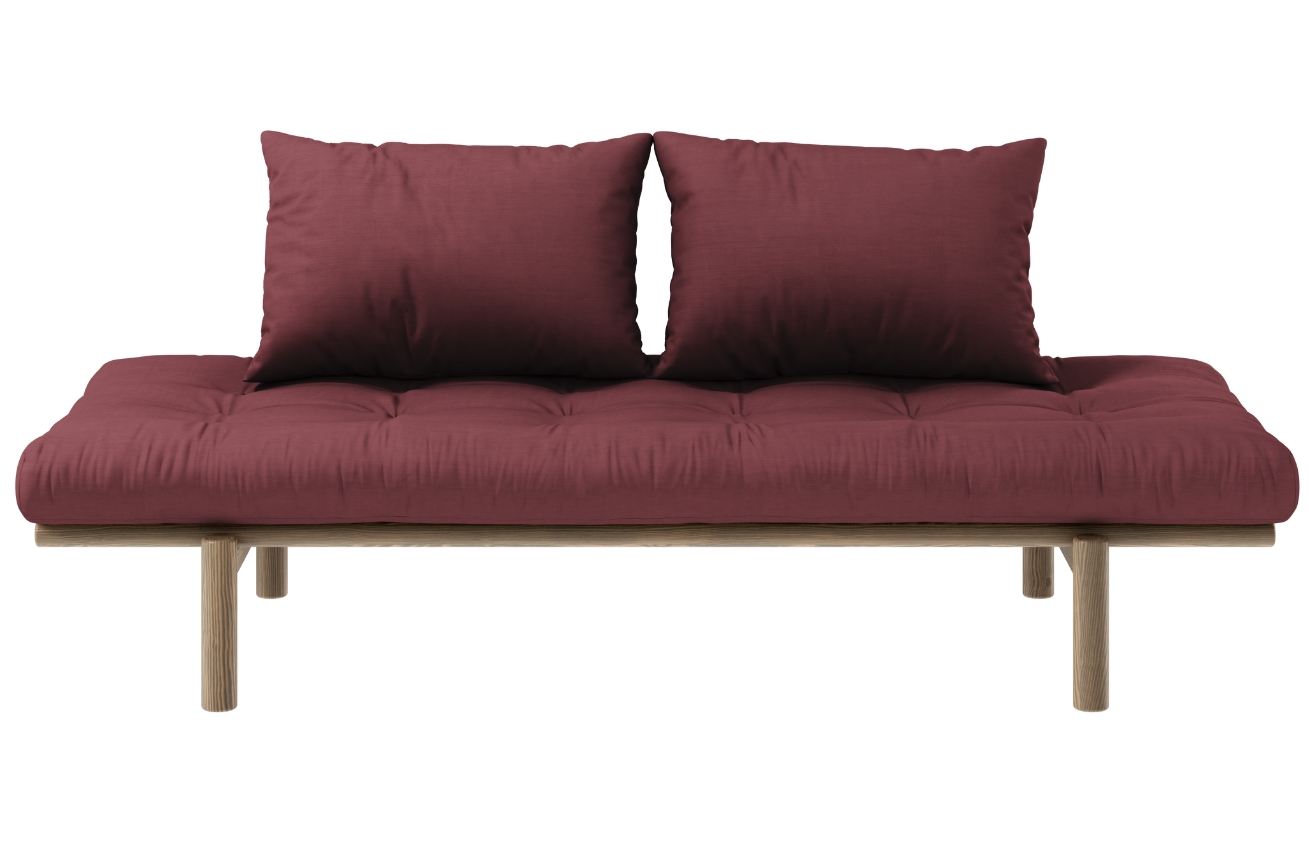 Bordově červená trojmístná pohovka Karup Design Pace 200 cm s hnědou konstrukcí