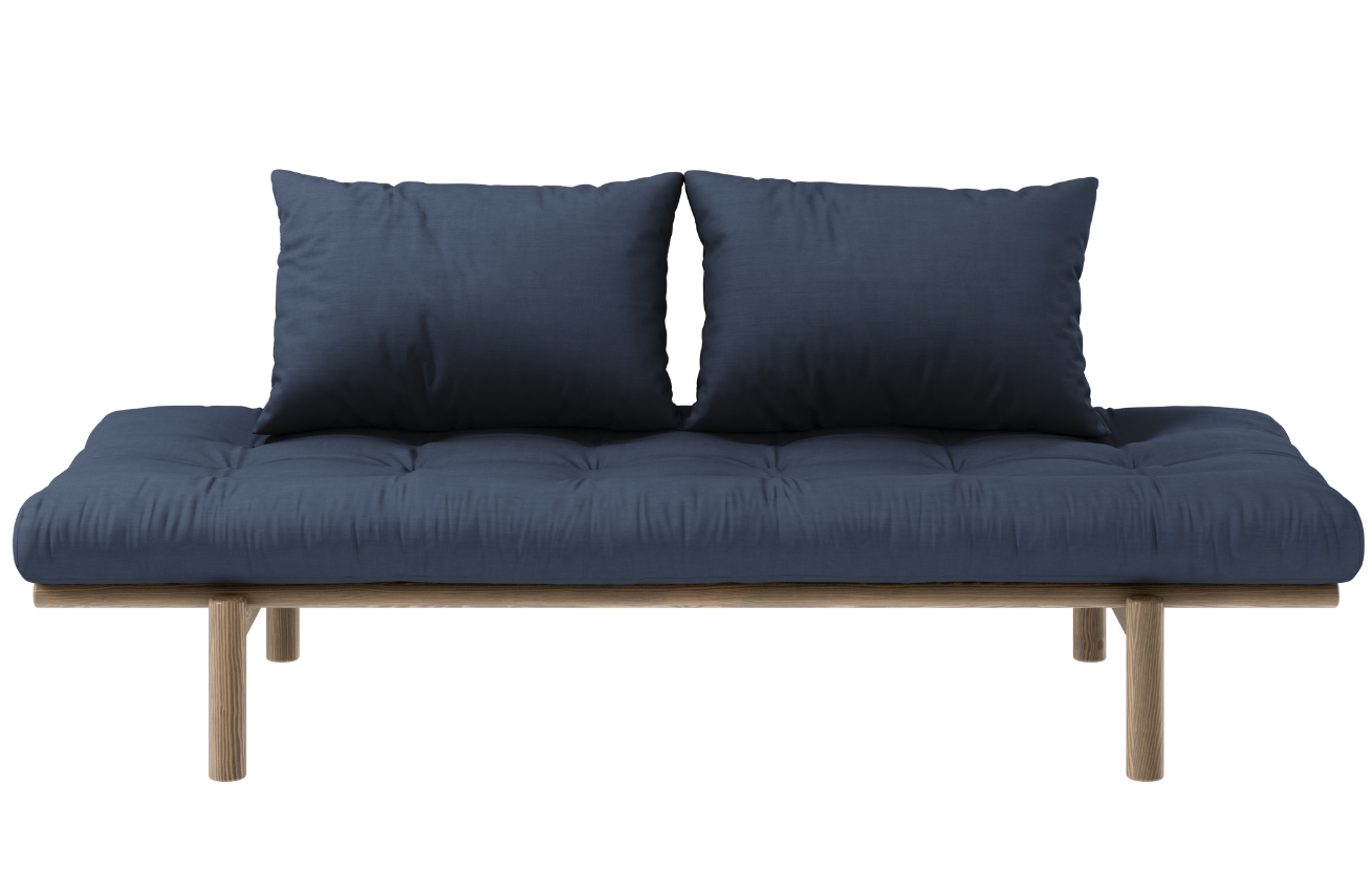 Tmavě modrá trojmístná pohovka Karup Design Pace 200 cm s hnědou konstrukcí