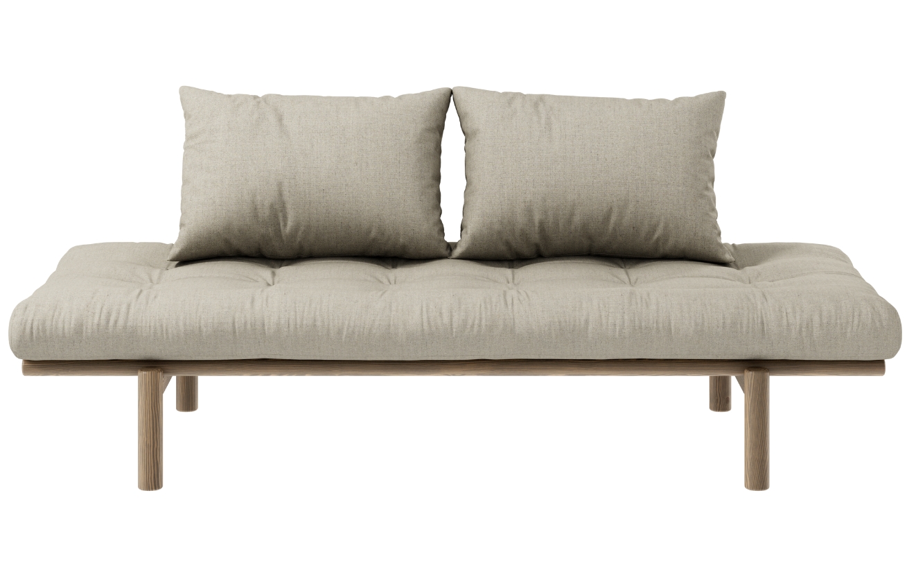 Šedá lněná trojmístná pohovka Karup Design Pace 200 cm s hnědou konstrukcí