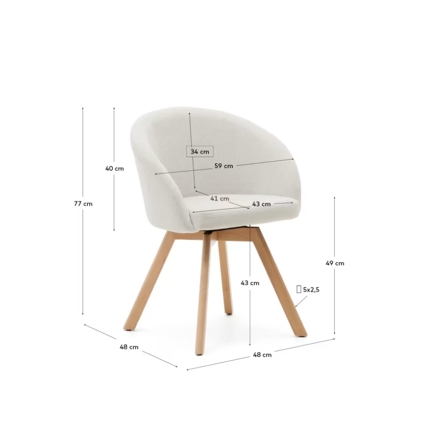 Bílá čalouněná otočná jídelní židle Kave Home Marvin