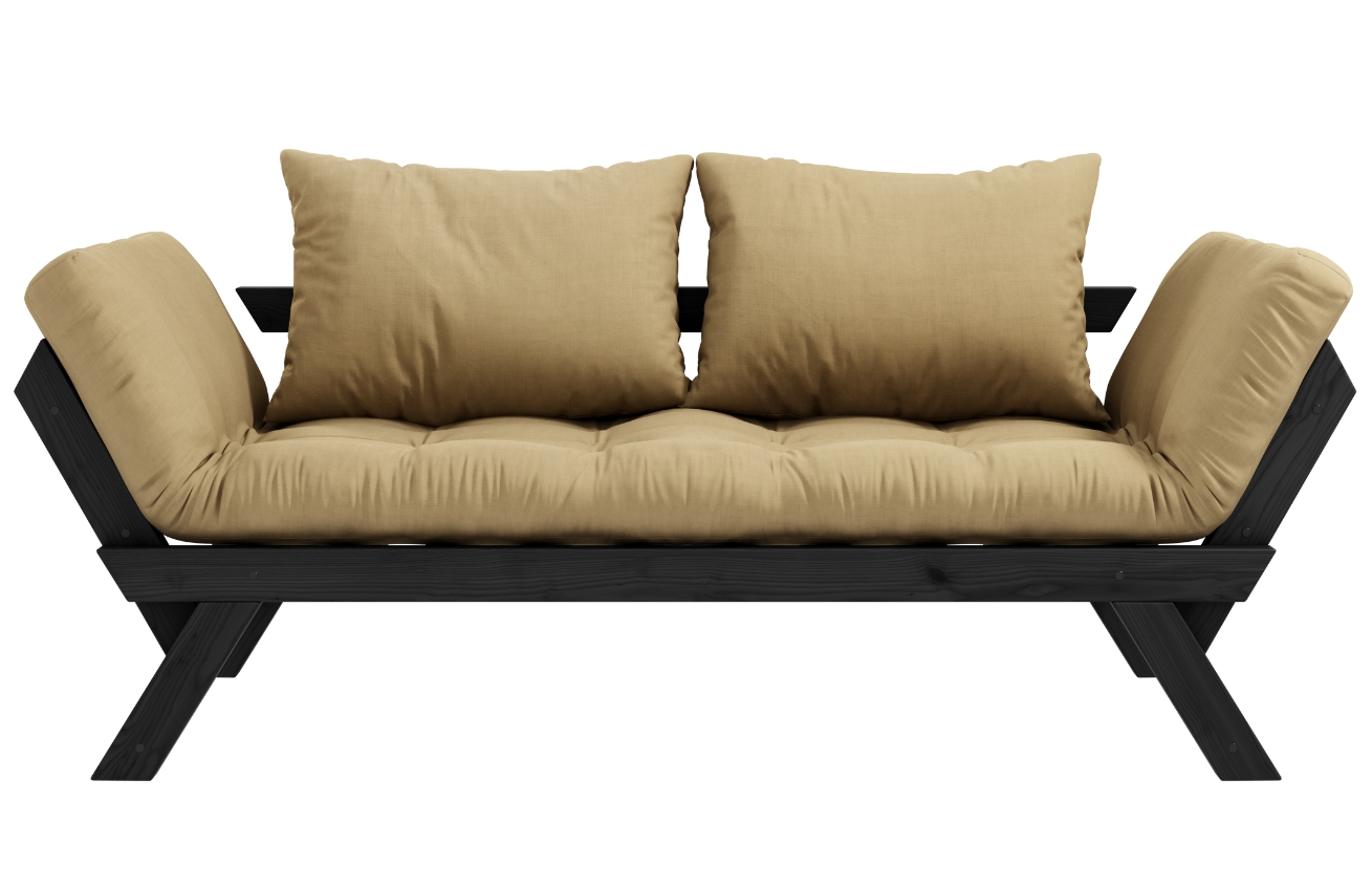 Tmavě béžová dvoumístná rozkládací pohovka Karup Design Bebop 174 cm s černou konstrukcí