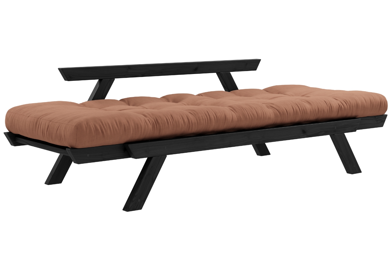 Hnědá dvoumístná rozkládací pohovka Karup Design Bebop 174 cm s černou konstrukcí