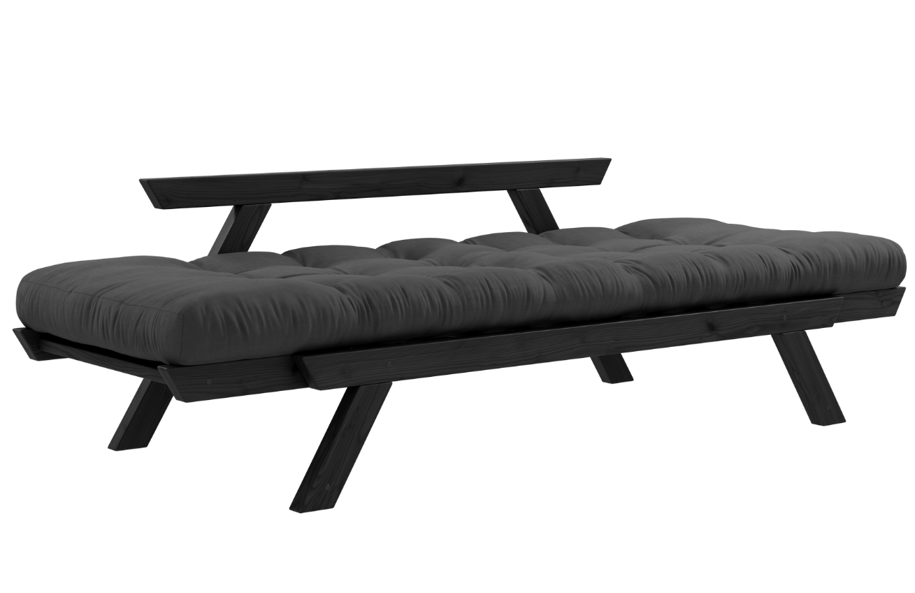 Tmavě šedá dvoumístná rozkládací pohovka Karup Design Bebop 174 cm s černou konstrukcí